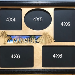11x14 Cancun Vacation Laser Engraved Picture Frame with 5 Photo Holes Collage Can be personalized