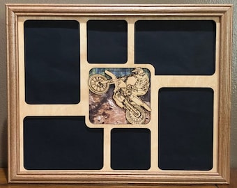 11x14 Dirt Bike Laser Engraved Picture Frame with 6 Photo Holes,Frame Optional