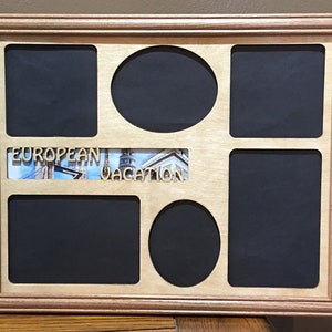 11x14 European Vacation Laser Engraved Picture Frame with 6  Photo Holes Collage
