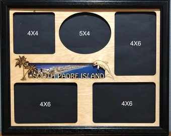 11x14 South Padre Island Vacation Laser Engraved Picture Frame with 6 Photo Holes,Frame Optional