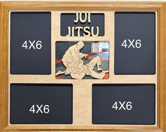 11x14 Jui Jitsu Laser Engraved Picture Frame with4 Photo Holes Collage Color Background