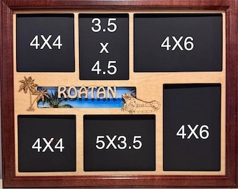 11x14 Roatan Vacation Laser Engraved Picture Frame with 6 Photo Holes Collage Frame Optional