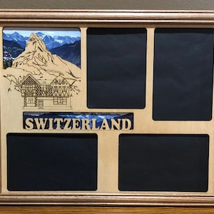 11x14 Switzerland Vacation Laser Engraved Picture Frame with 4 Photo Holes Collage