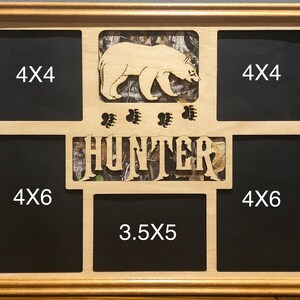 11x14 Bear Hunting Laser Engraved Picture Frame with 5 Photo Holes,Frame Optional