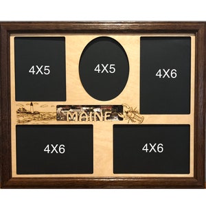 11x14 Maine Vacation Laser Engraved Picture Frame with 5 Photo Holes Collage Frame Optional