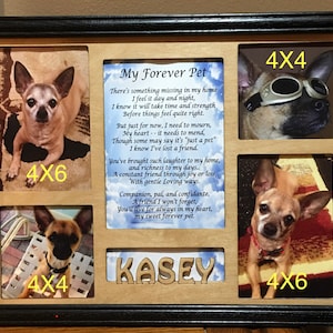 11x14 Pet Memorial Frame Personalized Laser Engraved Picture Frame with 4 Photo Holes,Frame Optional