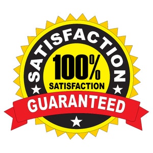 Puede incluir: Una insignia redonda, amarilla y negra con las palabras "SATISFACCI&Oacute;N" y "GARANTIZADO" en texto blanco. El centro de la insignia tiene "100% SATISFACCI&Oacute;N" en texto negro sobre un fondo amarillo. Una pancarta roja con texto blanco cruza la parte inferior.