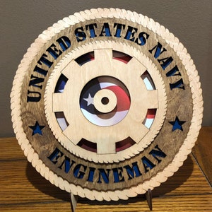 US Navy Engineman Wall Tribute ManCave  Personalized, Stand, Jumbo 16&quot; & 18&quot; options