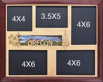 11x14 Oregon Vacation Laser Engraved Picture Frame with 5 Photo Holes Collage