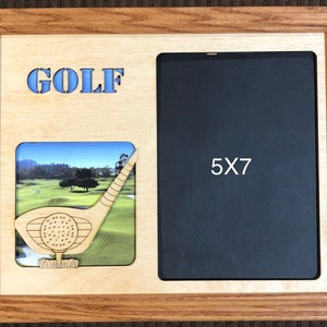 8x10 Golf Laser Engraved Picture Frame with 2 photo hole Hole with easel and hanger Collage
