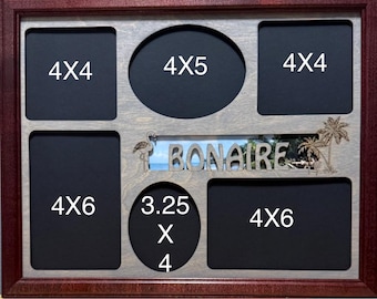 11x14 Bonaire Vacation Laser Engraved Picture Frame with 6 Photo Holes Collage Frame Optional