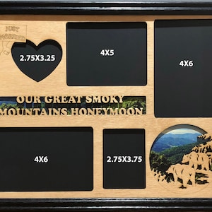 11x14 Great Smoky Mountains with Wedding/Honeymoon Laser Engraved Picture Frame with 5 Photo Holes Collage,Can be personalized