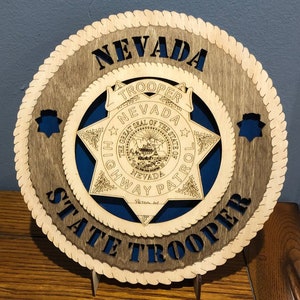 Nevada State Trooper Highway Patrol Wall Tribute ManCave Protect and Serve Personalized, Stand, Jumbo 16&quot; & 18&quot; options