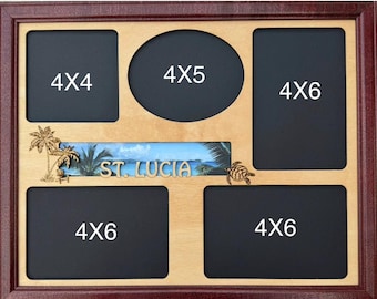 11x14 St Lucia Vacation Laser Engraved Picture Frame with 5 Photo Holes Collage Frame Optional