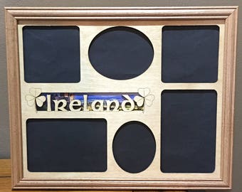 11x14 Ireland Vacation Laser Engraved Picture Frame with 6  Photo Holes Collage