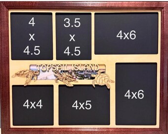 11x14 Topsail Island Vacation Laser Engraved Picture Frame with 6 Photo Holes Collage Frame Optional