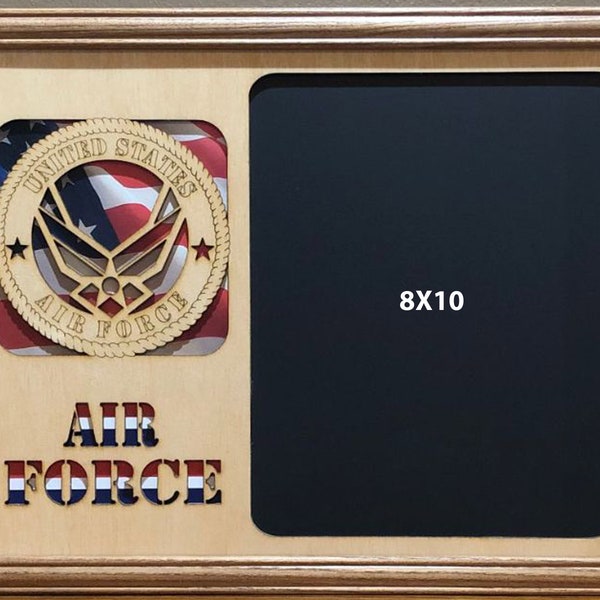 11x14 US Air Force Laser Engraved Picture Frame with Photo Hole for 8X10 photo,Frame Optional