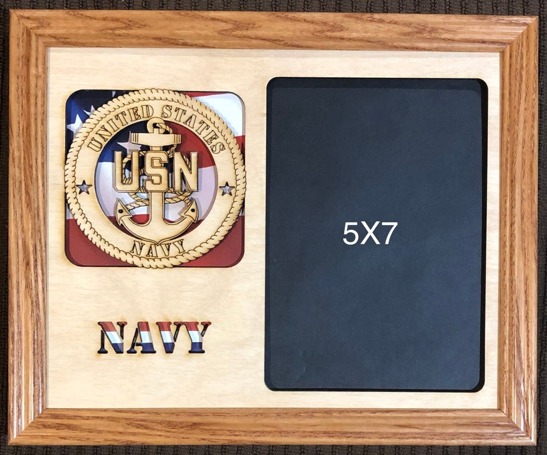 8x10 US Navy Anchor Laser Engraved Picture Frame With 5x7 Photo Etsy