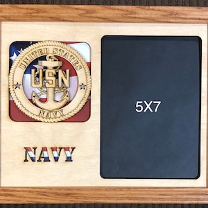 8x10 US Navy Anchor Laser Engraved Picture Frame with 5x7 Photo