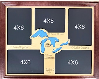 11x14 Great Lakes Vacation Laser Engraved Picture Frame with 5 Photo Holes Collage