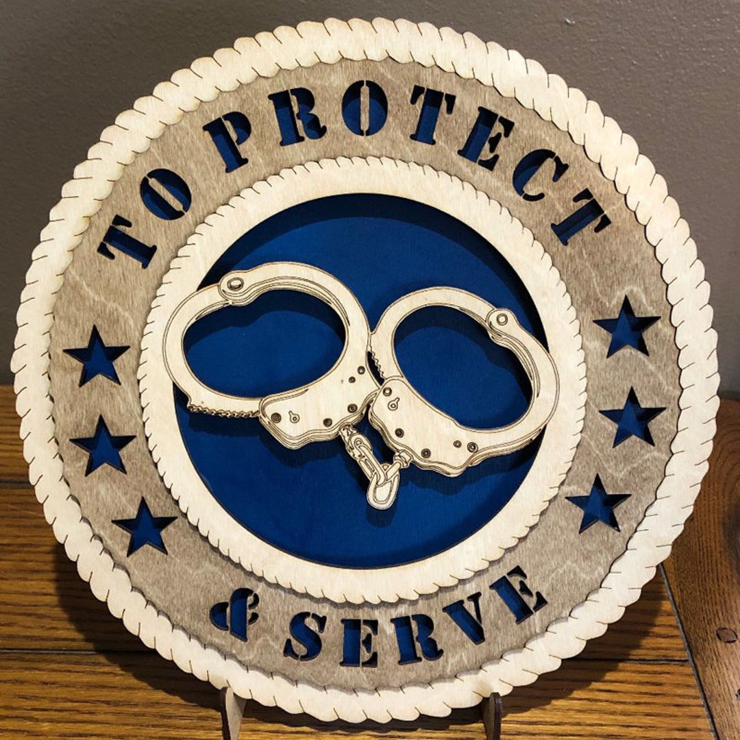 Police Handcuffs Wall Tribute Mancave Can Be Personalized, Stand, Jumbo ...