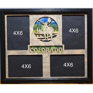 11x14  Colorado Moose Vacation Laser Engraved Picture Frame with 4 Photo Holes Collage