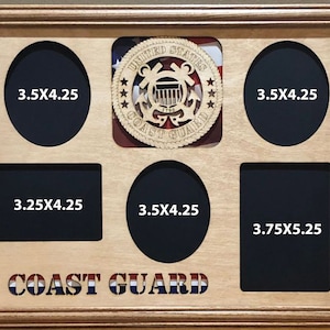 11x14 US Coast Guard Laser Engraved Picture Frame with 5 Photo Holes Collage