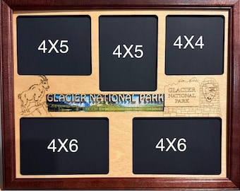 11x14 Glacier National Park Vacation Laser Engraved Picture Frame with 5 Photo Holes Frame Optional