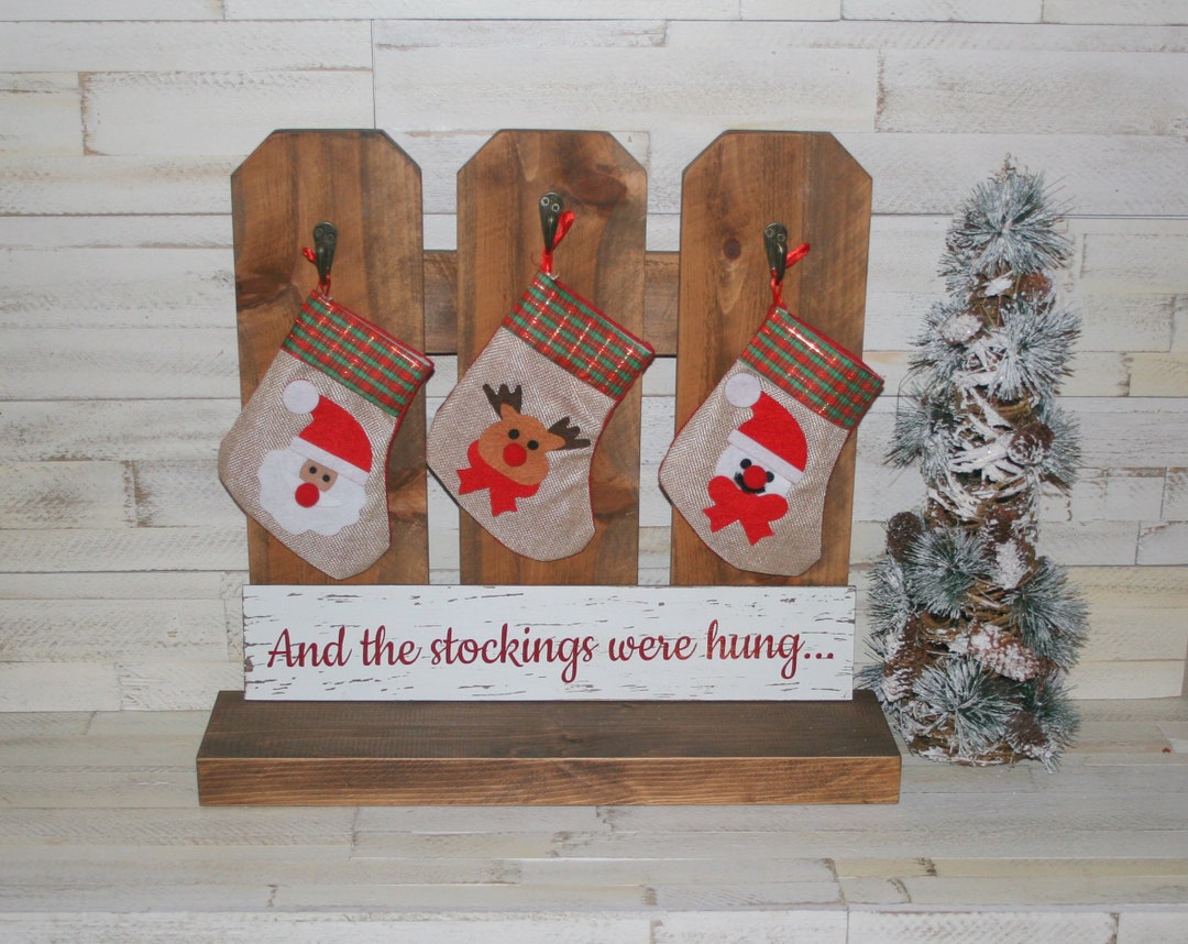Rustic Christmas Stocking Holder Country Holiday Tabletop Etsy