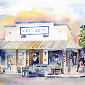 Oyster City Brewery, Apalachicola, Florida. matted print 11x14&quot; by artist, Roxanne Shields