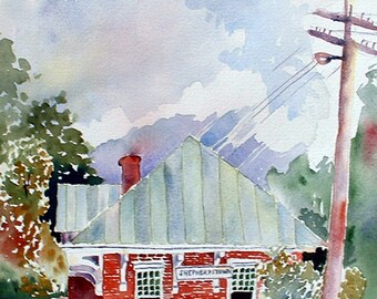 Shepherdstown Train Station, Shepherdstown, West Virginia, WV matted print 8&quot;x10”by artist, Roxanne Shields