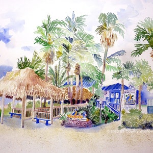 Blue Parrot, St. George Island, Florida. matted print 11x14&quot; by artist, Roxanne Shields