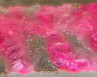 Pink & Clear Galaxy Resin Tray