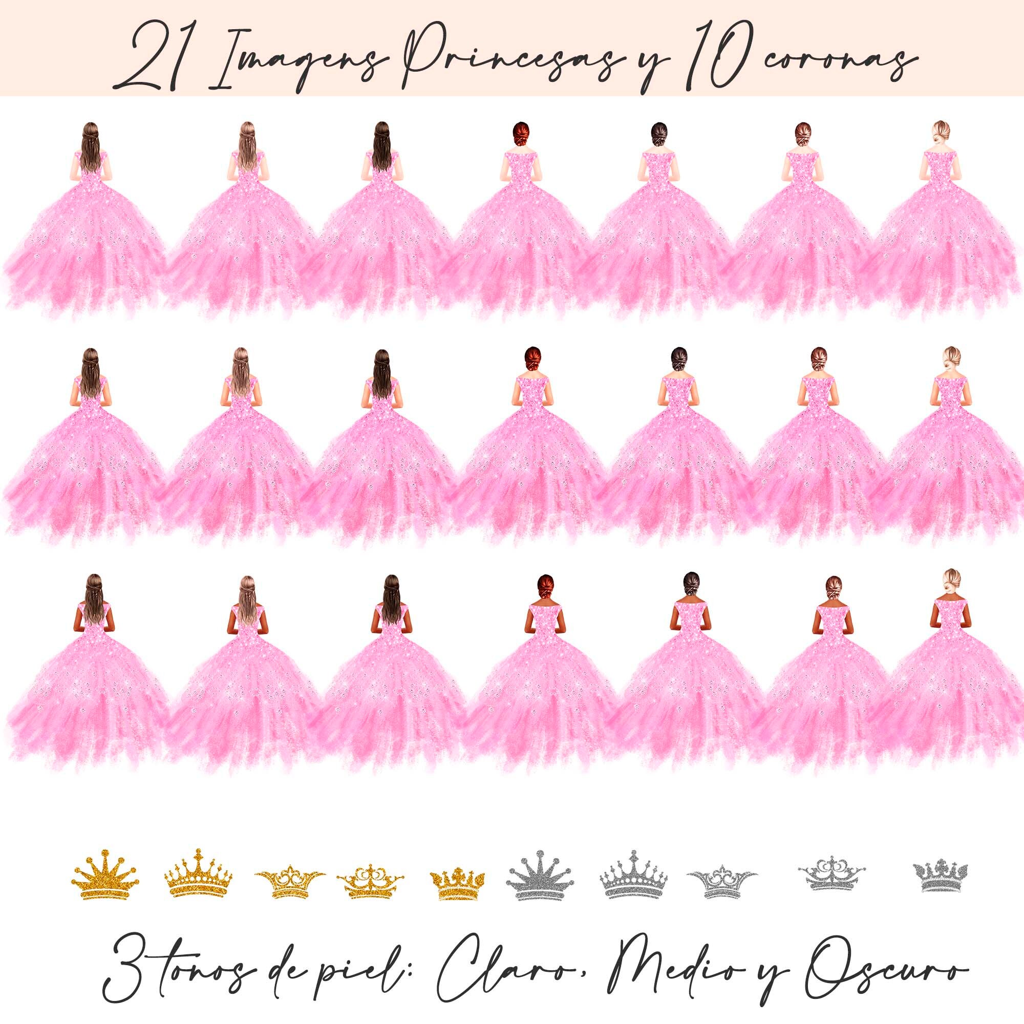 Clipart Quinceañera Pink Dress Clipart Princess Pink Dress Etsy