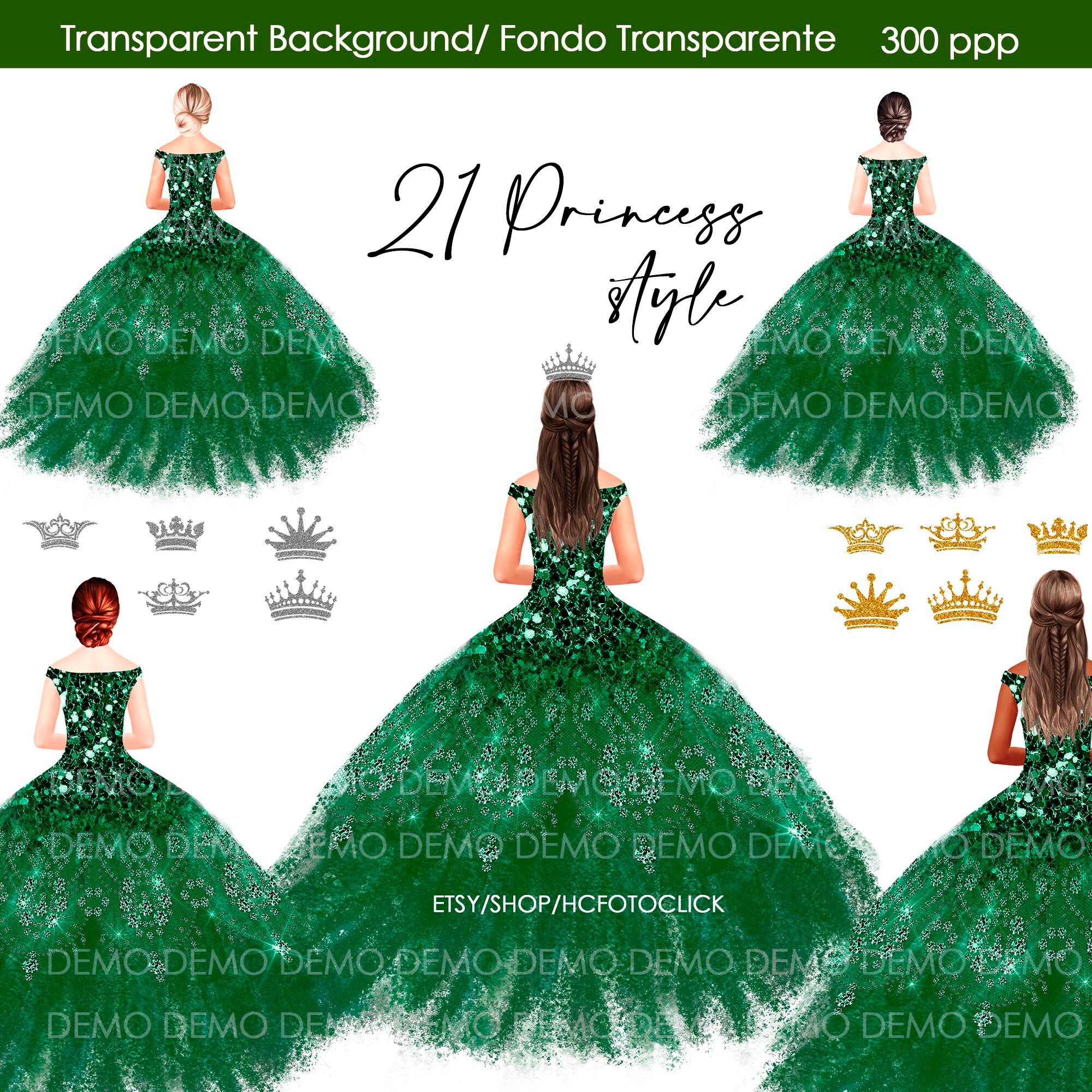 Clipart Quinceañera Emerald Green Color Emerald Green Dress Etsy UK
