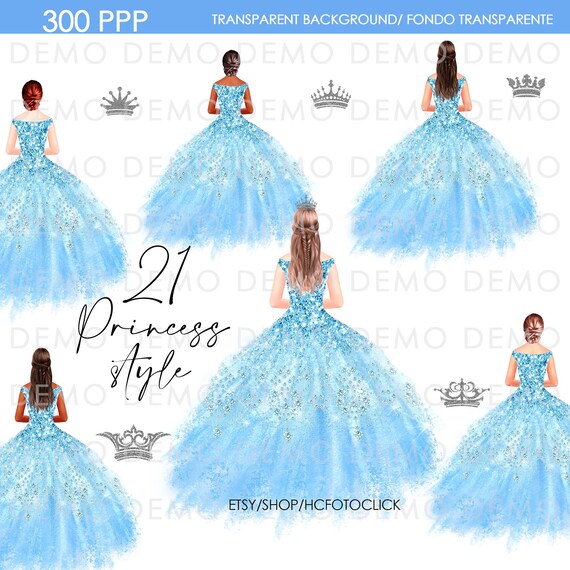 Clipart Quinceañera Celeste Dress 