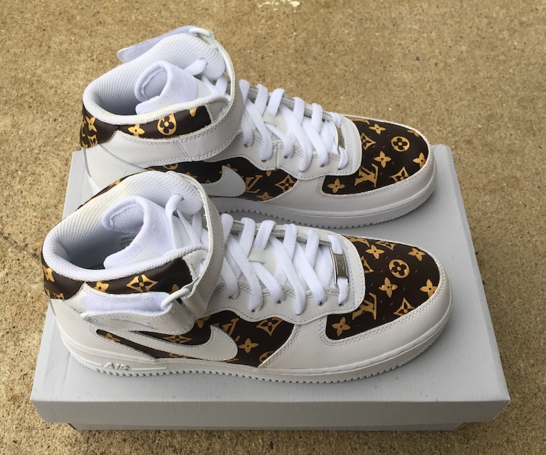 LV Print Shoes Custom Air Force 1 sneakers Airbrushed | Etsy