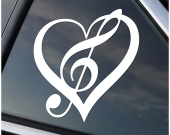 Music Lover with Treble Clef Car Window Laptop Sticker