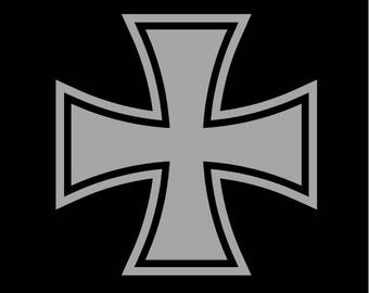 Iron Cross Motorcycle, Car Window Decal Sticker