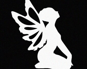 Kneeling Fairy Car Window Laptop Sticker White or Pink