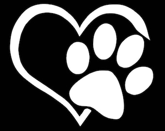 Paw print with heart, Window, laptop, Decal - Pet Lovers, Sticker