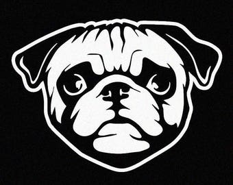 Pug Face Window, laptop, Decal - Sticker
