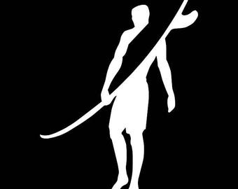 Walking Surfer Man Car Decal, Window, laptop & more sticker