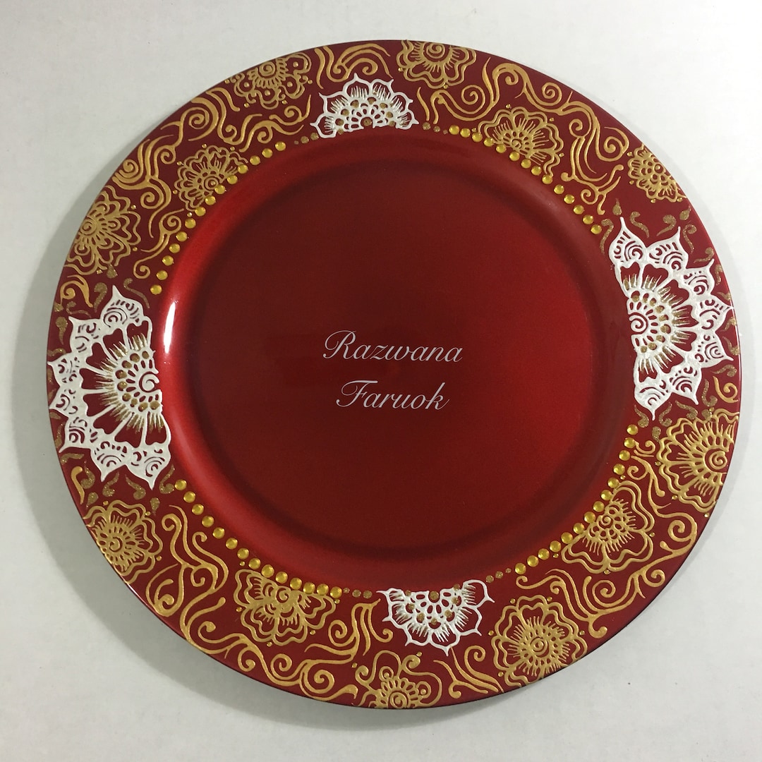Decorative Plate Charger Plate Decorative Plate Mehndi Etsy