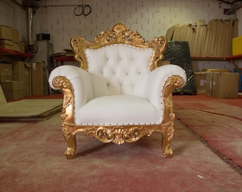 2 x BRAND NEW - Venice Wedding Armchair - Gold & White