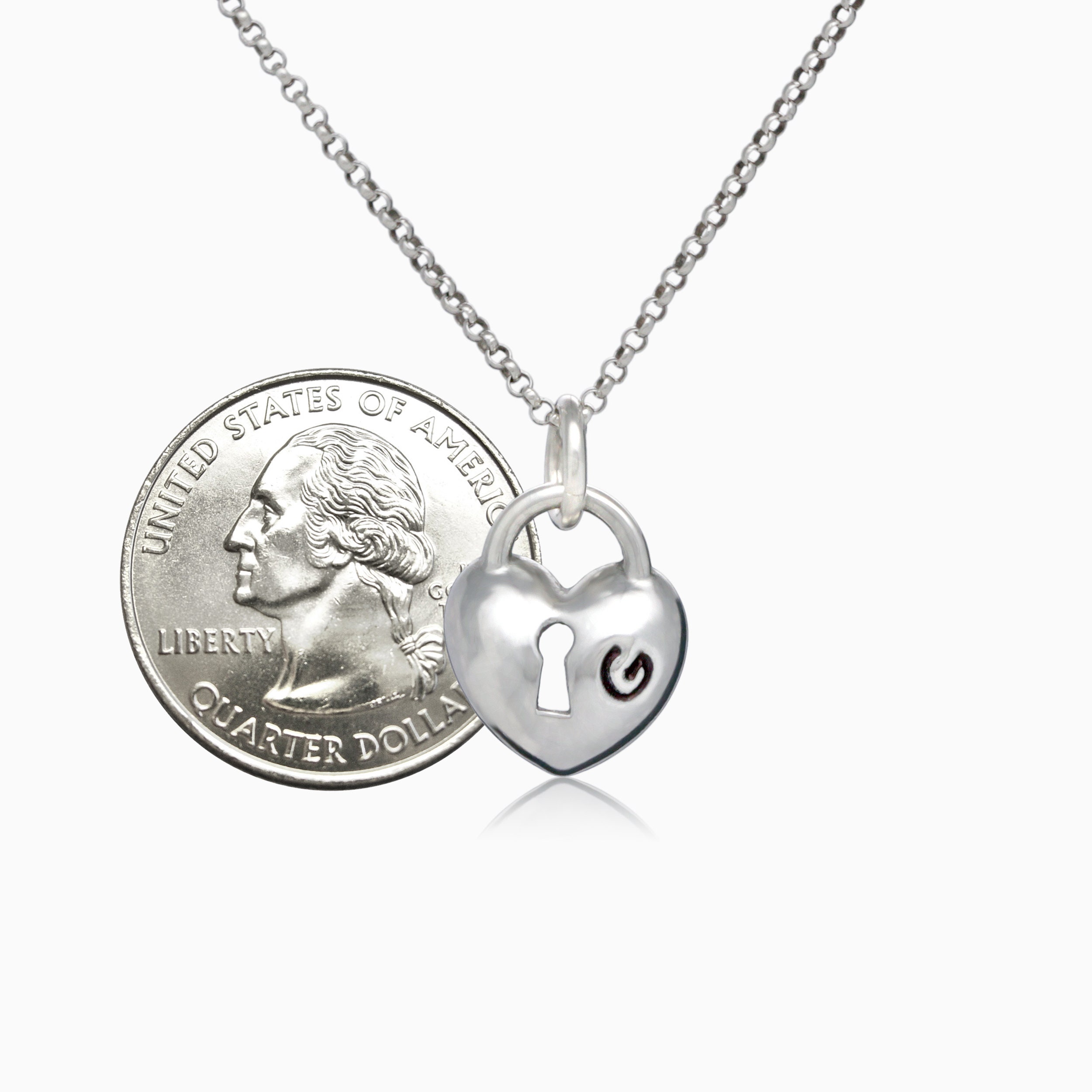 925 Sterling Silver Heart Lock Pendant Necklace personalized Etsy