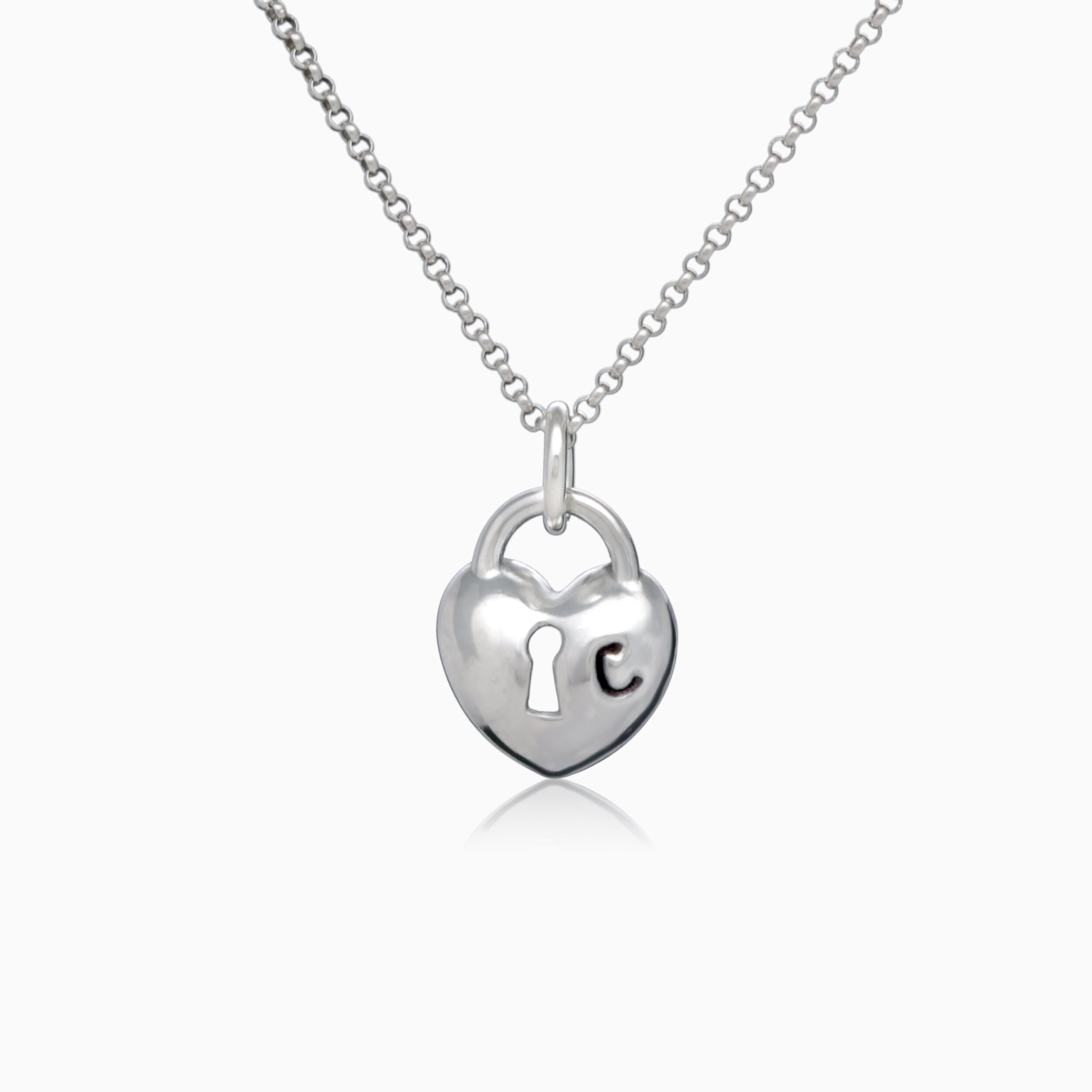 925 Sterling Silver Heart Lock Pendant Necklace personalized Etsy
