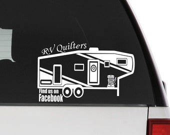 5th Wheel Camper, Camper Decal, RV Decal, Car Window Decal, RV Decor, Car Decal, Camping Decor, Quilter Gift, Vinyl Car Decal, Trailer decal