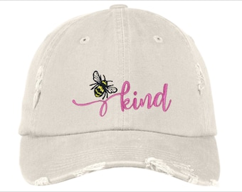 Bee Kind Embroidered Hat,  Cute Bee Hat for women, Bee Keeper Personalized Cap with Embroidery, Bee Mothers Day Gift, Summer Garden Hat