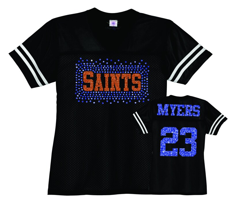 Custom Team Jersey, Personalized Spirit Wear, Stadium Fan Apparel, School Replica Jersey, Womens Sports Shirts, Saints Catholic Embroidery Black Jersey